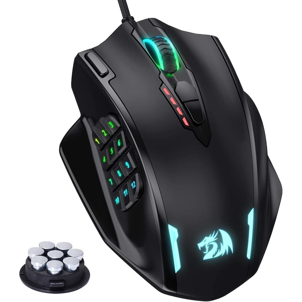 Redragon M908 RGB Wired MMO Gaming Mouse 12400DPI 12-Button Macro USB PC